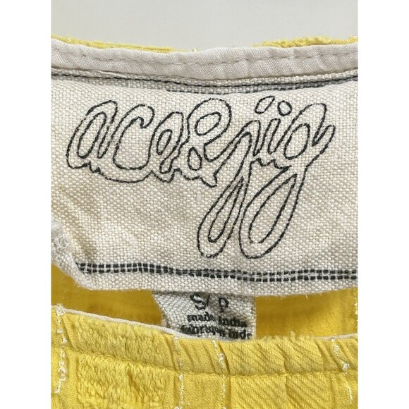 Ace & Jig Yellow Short Sleeve Sheath Dress Square Neck Textured Weave Sz Small - Picture 4 of 6